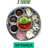 Binbir Trend Krom Çelik 42 cm Serpme Kahvaltı Servis Takımı - 5 Adet
