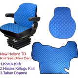 Binbir Trend New Holland Td Grubu Traktör Koltuk Kılıfı ve Döşeme Seti-Mavi Deri - Tüm Traktörler - Mavi-106