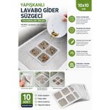 Binbirreyon 10 Adet Yapışkanlı Lavabo Gider Süzgeci Yer Sifonu Süzgeci 10x10cm LB084