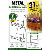 Binbirreyon 2 Adet Askılı Balkon Saksı Ayağı 31cm Metal Ayak (Saksısız) AH081