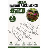 Binbirreyon 3 Adet 71cm Metal Askılı Balkon Demirine Asılan Saksılık AH079