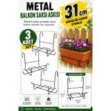 Binbirreyon 3 Adet Metal Saksı Askısı Balkon Demirine Asılan Saksı Ayağı (Saksısız) AH081