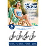 Binbirreyon 4 Adet Büyük Boy Paslanmaz Çelik Havlu Şezlong Mandalı Klips 12cm DH147
