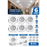 Binbirreyon 6 Adet Beyaz Led Slim Gömme Spot Lamba 88mm 660Lm 6W 220v JB086