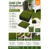 Binbirreyon 9 Adetli Suni Çim Yer Döşeme Karosu 30x30cm 0,81m2 Geçmeli Karo AD075