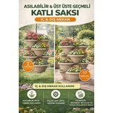 Binbirreyon Askılı 4 Katlı Yonca Saksı Asılabilir Yada Yerde Kullanılabilir Uzunluk 80CM AH024 - Bej