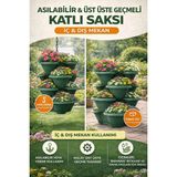 Binbirreyon Askılı 4 Katlı Yonca Saksı Asılabilir Yada Yerde Kullanılabilir Uzunluk 80CM AH024 - Yeşil