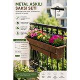 Binbirreyon Askılı Balkon Saksısı Metal Ayaklı Saksı Terracotta 71cm Büyük Saksı AH085Ü