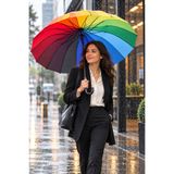 Binbirreyon Büyük Boy 16 Telli Gökkuşağı Baston Şemsiye 113cm Renkli DH154