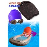 Binbirreyon Çocuk Yüzücü Havuz Seti 3 Parça Bone+Yüzme Tahtası+Siyah Renk Yüzme Gözlüğü+Kulak Tıkacı GB132-3