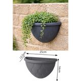 Binbirreyon Duvara Asılan Saksı Duvar Saksısı Damla Yarım Daire 25X13X16CM 1,4lt AH198 - Antrasit