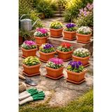 Binbirreyon Kare Saksı Tabaklı Terracota Saksı 11X11X9CM 0,5lt Adetli Setler AH194 - 10 Adet