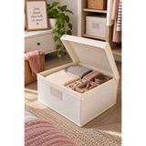 Binbirreyon Katlanabilir Kapaklı Saklama Kutusu Kumaş Etikerli Sert Gövdeli 30x30x16cm DD157