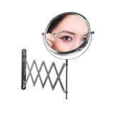 Binbirreyon Krom Akordiyon Makyaj Aynası Çit Taraflı Banyo Duvar Aynası 5x Büyüteçli Çap:20cm Mb025