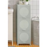 Binbirreyon LA007 3 Raflı 100 cm Yeşil Raylı Kapaklı Plastik Banyo Dolabı