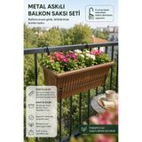 Binbirreyon Standlı Balkon Metal Askılı Saksı 51cm Askılı Balkon Saksısı 6cm Kanca AH088Ü