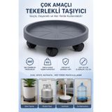 Binbirreyon Tekerlekli Saksı Altlığı 35,5cm Damacana Tüp Altlığı Gri DH145