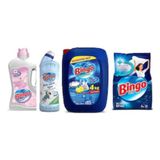Bingo Çamaşır Deterjanı 4 kg + Bulaşık Deterjanı 4 kg + Çamaşır Suyu + Yüzey Temizleyici 2.5 l
