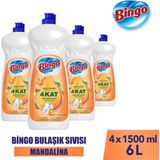 Bingo Mandalina Sıvı Elde Bulaşık Deterjanı 1500ML x 4 Adet 4 Kat Hızlı Etkili Temizlik - 1,5 lt