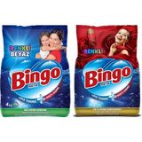 Bingo Matik Renkli Beyaz 4 kg + Renkli 4 kg Toz Çamaşır Deterjanı 2'li Set