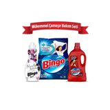 Bingo "Mükemmel Çamaşır Bakım Seti ; 4 Kg Toz Çamaşır Deterjanı Ultra Beyaz +Sıvı Deterjan 4 L Renkli + Ko