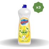 Bingo Sıvı Bulaşık Deterjanı Limon 650 ml - 4 Kat Hızlı ve Güçlü Temizlik (3 Adet)