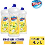 Bingo Sıvı Elde Bulaşık Deterjanı Limon 1500ML x 3 Adet - 1,5 lt