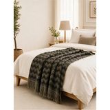 Binna Soft Çift Kişilik Pike 200X240 cm Püsküllü Çok Amaçlı Yatak Örtüsü - Antrasit Haki