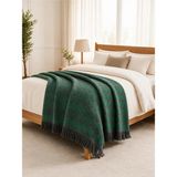 Binna Soft Çift Kişilik Pike 200X240 cm Püsküllü Çok Amaçlı Yatak Örtüsü - Zümrüt Yeşili