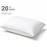 Binna Soft Cloud Support Biyeli Yastık 20'li Paket 50X70 cm 1100 gr Boncuk Silikon Elyaf Dolgulu - Gümüş - 50 x 70 cm