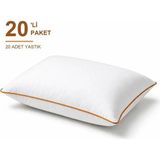 Binna Soft Cloud Support Biyeli Yastık 20'li Paket 50X70 cm 1100 gr Boncuk Silikon Elyaf Dolgulu - Turuncu - 50 x 70 cm