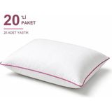 Binna Soft Cloud Support Biyeli Yastık 20'li Paket 50X70 cm 1200 gr Boncuk Silikon Elyaf Dolgulu - Pembe - 50 x 70 cm