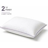 Binna Soft Cloud Support Biyeli Yastık 2'li Paket 50X70 cm 1200 gr Boncuk Silikon Elyaf Dolgulu - Lila - 50 x 70 cm