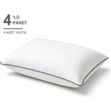 Binna Soft Cloud Support Biyeli Yastık 4'li Paket 50X70 cm 1100 gr Boncuk Silikon Elyaf Dolgulu - Füme - 50 x 70 cm