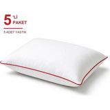 Binna Soft Cloud Support Biyeli Yastık 5'li Paket 50X70 cm 1200 gr Boncuk Silikon Elyaf Dolgulu - Kırmızı - 50 x 70 cm