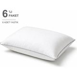 Binna Soft Cloud Support Biyeli Yastık 6'li Paket 50X70 cm 1100 gr Boncuk Silikon Elyaf Dolgulu - Gümüş - 50 x 70 cm