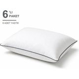Binna Soft Cloud Support Biyeli Yastık 6'li Paket 50X70 cm 1200 gr Boncuk Silikon Elyaf Dolgulu - Füme - 50 x 70 cm
