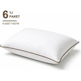 Binna Soft Cloud Support Biyeli Yastık 6'li Paket 50X70 cm 1200 gr Boncuk Silikon Elyaf Dolgulu - Kahverengi - 50 x 70 cm