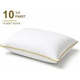 Binna Soft Comfort Touch Biyeli Yastık 10'li Paket 50X70 cm 1000 gr Boncuk Silikon Elyaf Dolgulu - Hardal - 50 x 70 cm