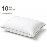 Binna Soft Comfort Touch Biyeli Yastık 10'li Paket 50X70 cm 1000 gr Boncuk Silikon Elyaf Dolgulu - Taş - 50 x 70 cm