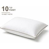 Binna Soft Comfort Touch Biyeli Yastık 10'li Paket 50X70 cm 1000 gr Boncuk Silikon Elyaf Dolgulu - Vizon - 50 x 70 cm