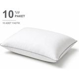 Binna Soft Comfort Touch Biyeli Yastık 10'li Paket 50X70 cm 900 gr Boncuk Silikon Elyaf Dolgulu - Gümüş - 50 x 70 cm