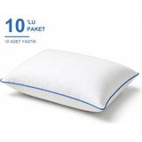 Binna Soft Comfort Touch Biyeli Yastık 10'li Paket 50X70 cm 900 gr Boncuk Silikon Elyaf Dolgulu - Mavi - 50 x 70 cm