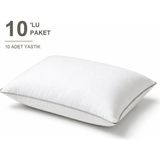 Binna Soft Comfort Touch Biyeli Yastık 10'li Paket 50X70 cm 900 gr Boncuk Silikon Elyaf Dolgulu - Taş - 50 x 70 cm