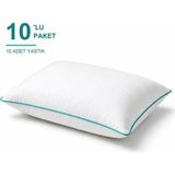 Binna Soft Comfort Touch Biyeli Yastık 10'li Paket 50X70 cm 900 gr Boncuk Silikon Elyaf Dolgulu - Turkuaz - 50 x 70 cm