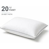 Binna Soft Comfort Touch Biyeli Yastık 20'li Paket 50X70 cm 1000 gr Boncuk Silikon Elyaf Dolgulu - Buz Mavisi - 50 x 70 cm - Azur Mavisi