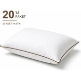 Binna Soft Comfort Touch Biyeli Yastık 20'li Paket 50X70 cm 1000 gr Boncuk Silikon Elyaf Dolgulu - Kahverengi - 50 x 70 cm