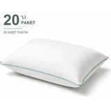 Binna Soft Comfort Touch Biyeli Yastık 20'li Paket 50X70 cm 1000 gr Boncuk Silikon Elyaf Dolgulu - Mint Yeşili - 50 x 70 cm
