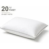 Binna Soft Comfort Touch Biyeli Yastık 20'li Paket 50X70 cm 1000 gr Boncuk Silikon Elyaf Dolgulu - Taş - 50 x 70 cm