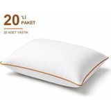 Binna Soft Comfort Touch Biyeli Yastık 20'li Paket 50X70 cm 1000 gr Boncuk Silikon Elyaf Dolgulu - Turuncu - 50 x 70 cm